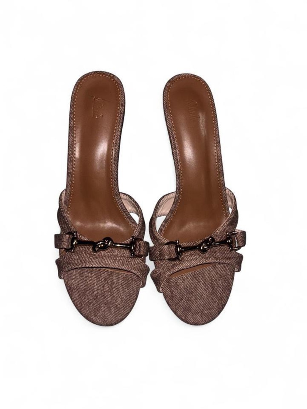 Brown & Tan Kitten Heel With Buckle Detail